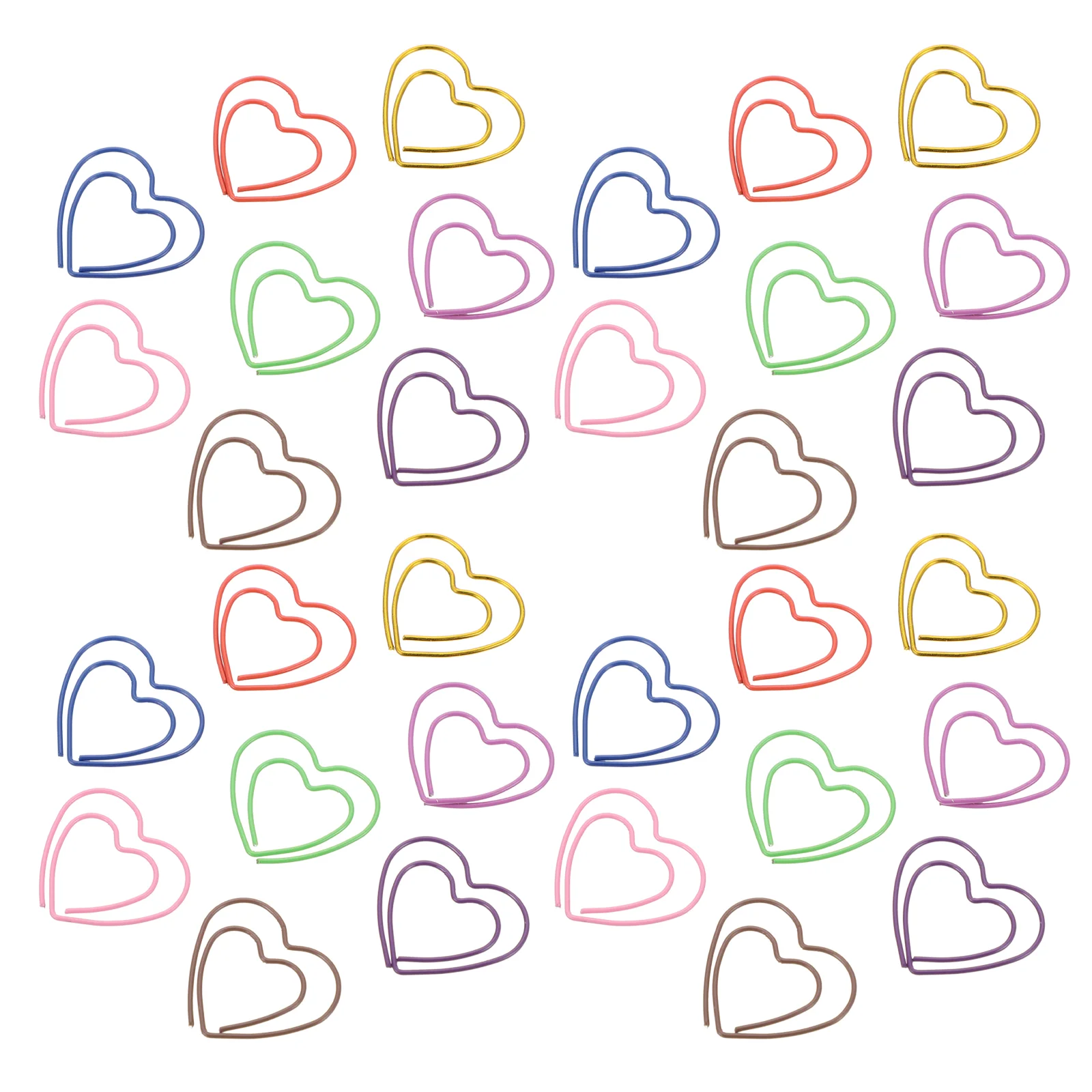 50 Pcs Modeling Boxed Love Paper Clip Office Decor Household Heart-shaped Metal Plastic School