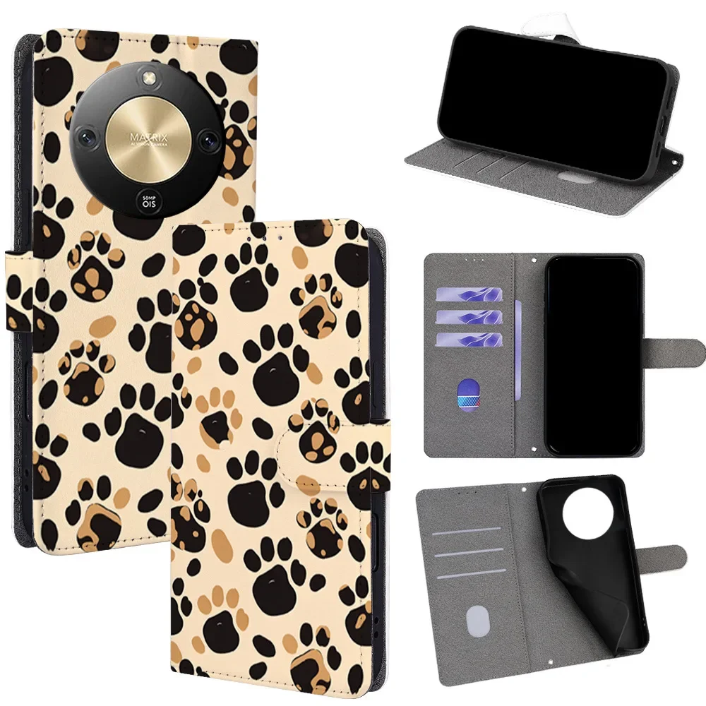 

Cute Animal Pattern Magnetic Flip Phone Cover for Honor 400 300 Ultra 200 100 90 80 70 Pro 60 X7d with Built-in Wallet Card Slot