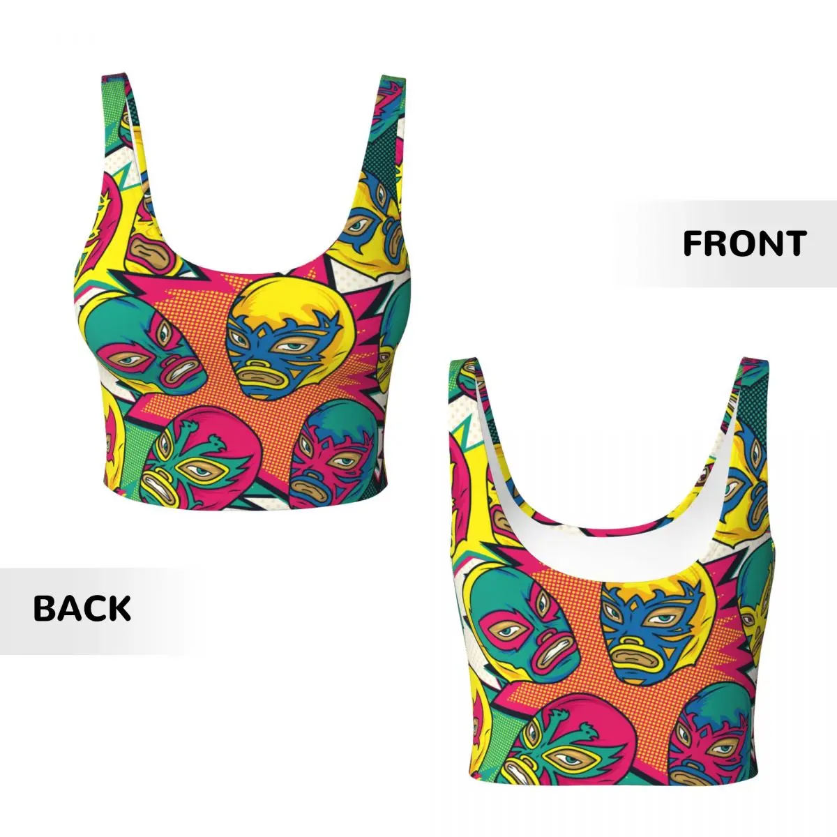 여성용 스포츠 브라, 러닝 요가 의류 조끼, 다채로운 멕시코 레슬러 모임 피트니스 조끼