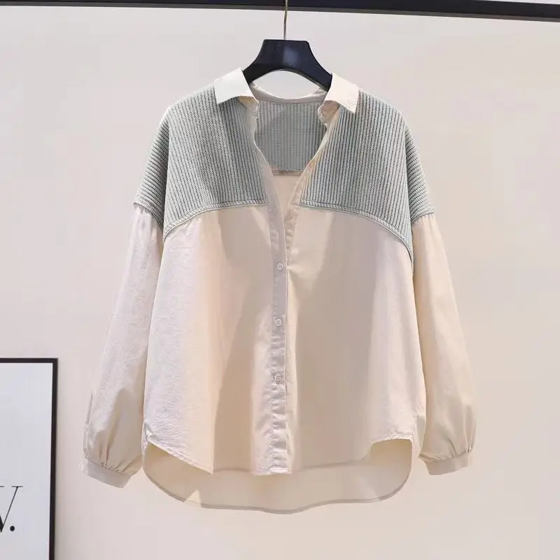 

Женский повседневный вязаный хлопковый длинный све свободный крой весна осень модный универсальный топ модный воротник