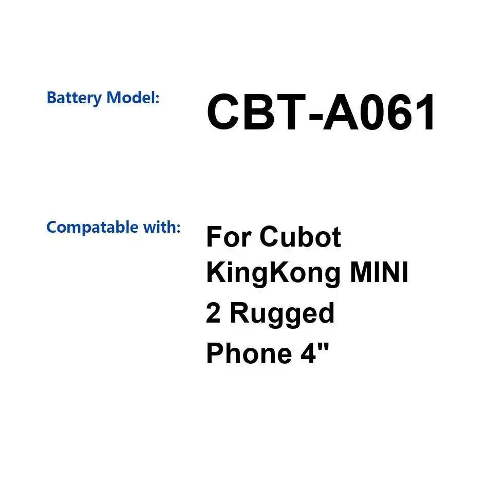 

Cbt-A061 Long Lasting 3000Mah For Cubot Kingkong Mini 2 Rugged Phone 4" Mobile Battery