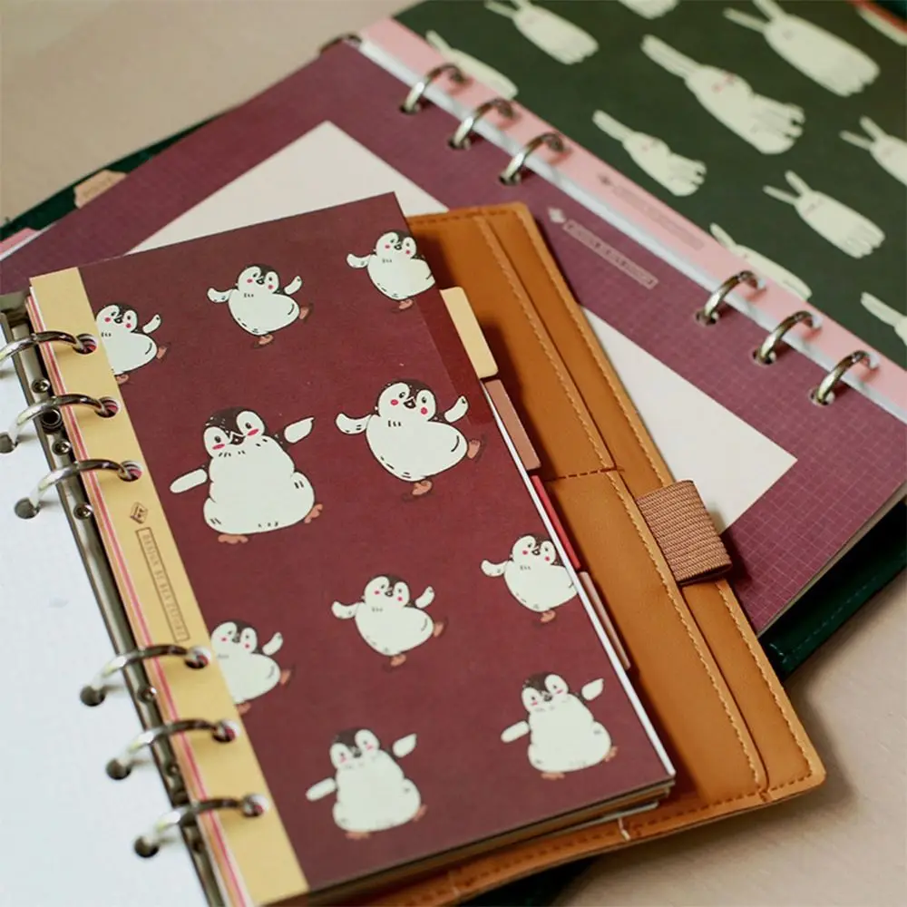 

6Pcs A5/A6/A7 Cartoon Animal Index Pages Multicolor 6 Holes Loose Leaf Dividers Loose-leaf Notebook Internal Page Classification