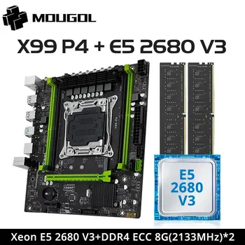 MOUGOL X99 Gaming Motherboard Kit Intel Xeon E5 2680 V3 CPU and Dual Channel DDR4 8Gx2 2133MHz ECC RAM M.2 for Computer Combo