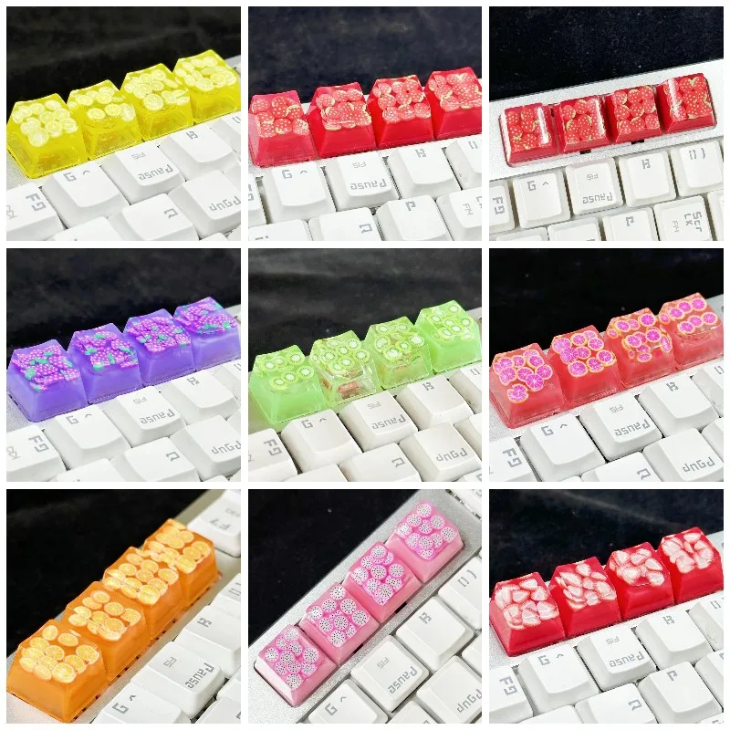 1Pcs Fruit Design Resin Keycap For Cherry Switch Mechanical Keyboard Pineappble Dragon Fruit Orange Watermelon Strawberry Keycap