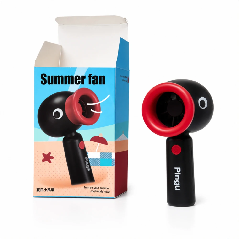 Novo Ventilador Portátil Pingu Recarregável 2000mAh Rotativo, Ventilador de Verão para Brinquedos, Escritório, Estudantes, Presentes Periféricos de Anime, Viagem, Verão