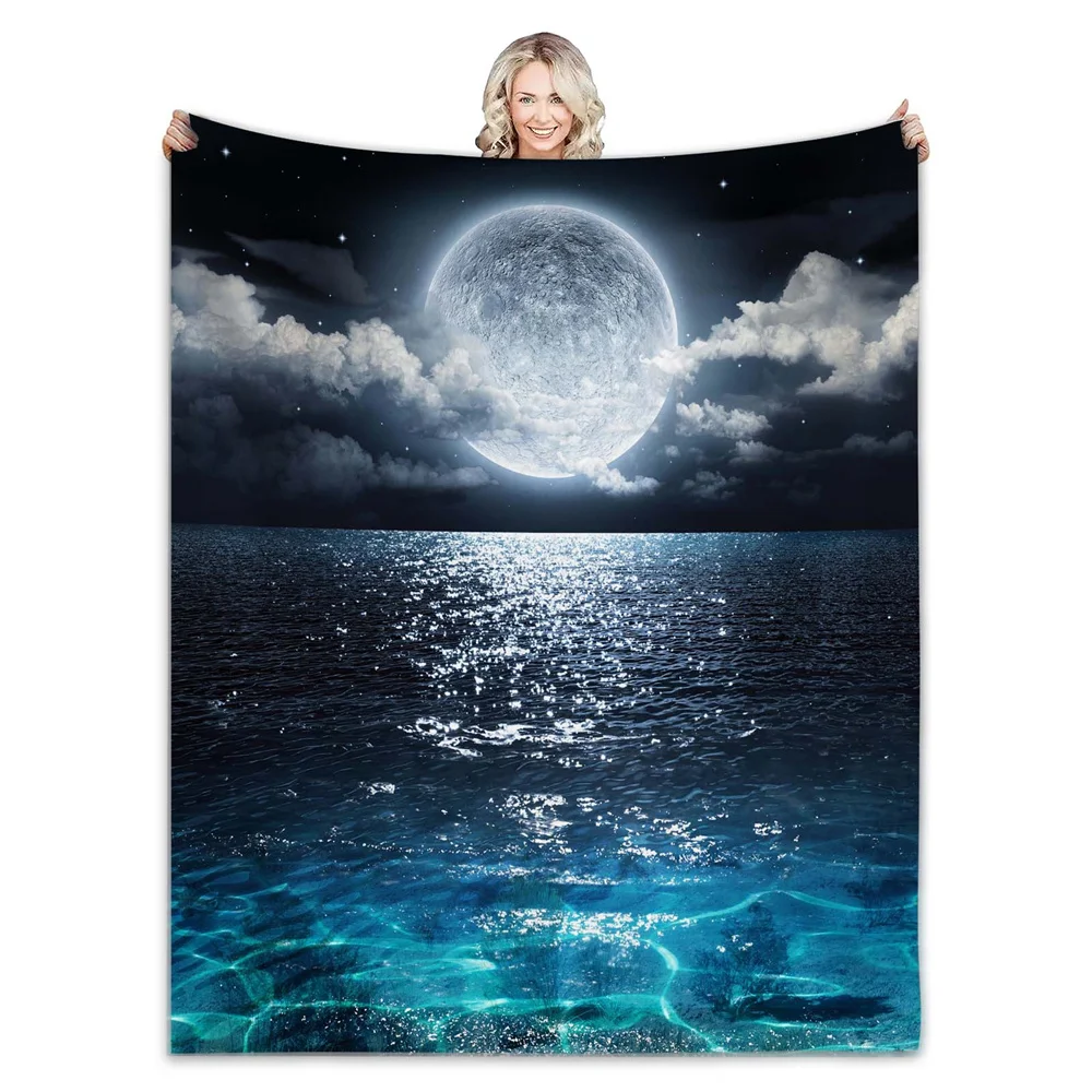 Landscape Beach Sea Water Spring Summer Custom Travel Blanket For Camping Soft Flannel Fleece Throw For Sofa Bed Cover