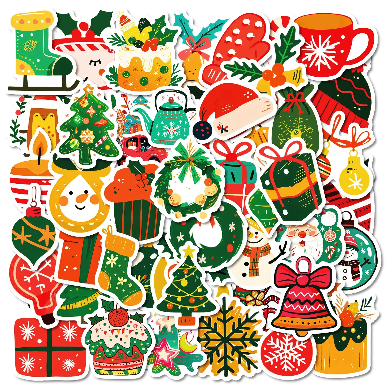 50pcs Christmas Creative Sticker Water Bottles Laptop Phones Luggage Festive Air Style Waterproof For Adults Teen