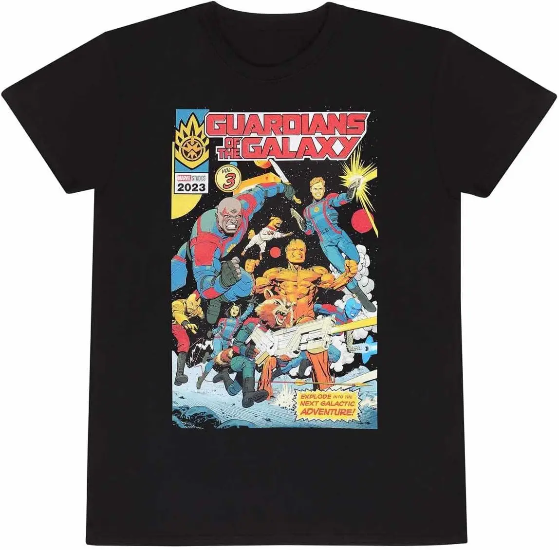 Guardians of the Galaxy Unisex Adult Comic Cover T-Shirt (L) (Black)