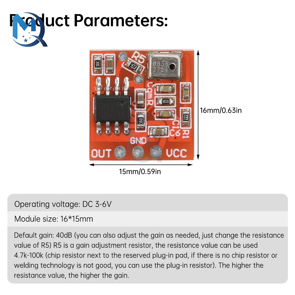실리콘 마이크 앰프 모듈 디지털 마이크 픽업 프리앰프, 조정 가능한 DC 3-6V, TDA1308, 5 개 1 개