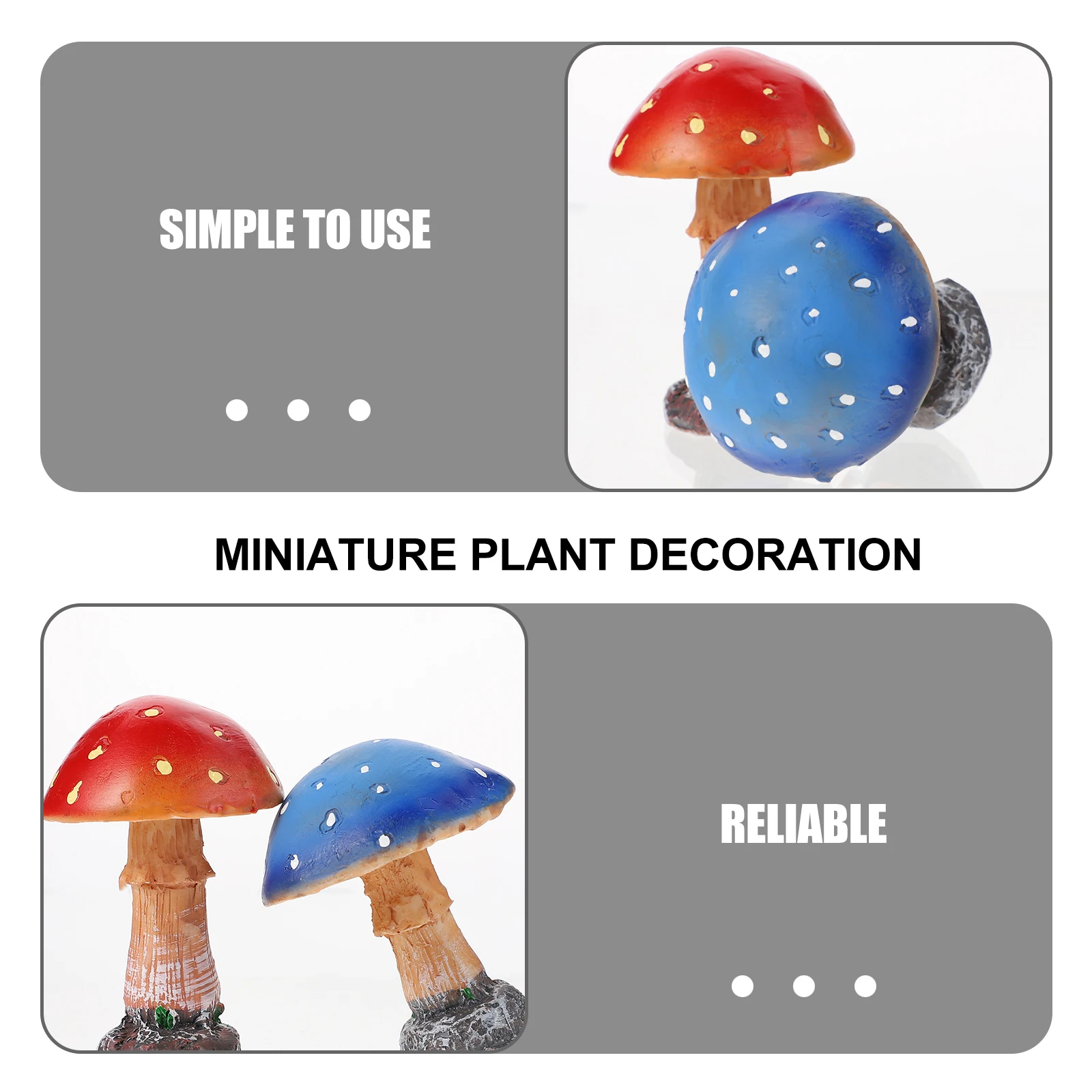 

4Pcs Mushroom Sculpture Resin Crafts Mixed Color Durable Waterproof Garden Decoration Flowerpot Micro Landscape Adornment