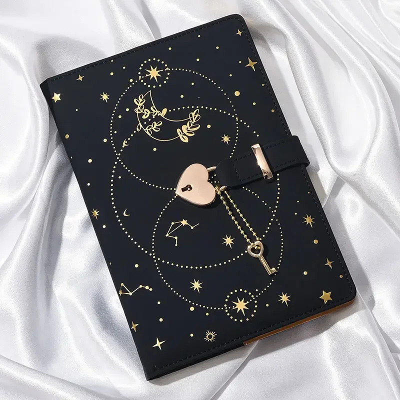 Creativepu A5 Line Secret Notebook Ruled Journal Lined Diary with Heart Lock Creative Gift,   with Heart Lock, 96 Sheets