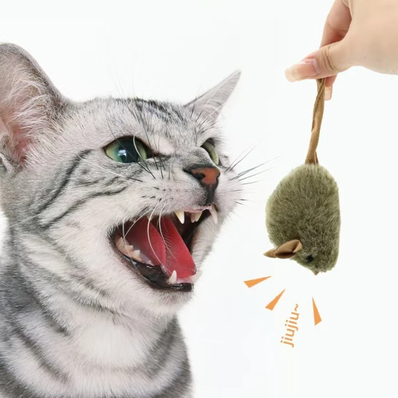 Interaktives Quietschendes Maus-Katzenspielzeug Plüsch Realistisch Lustig Selbstspielend Automatisch Zwitschernd Langlebig Bissfest Haustier Katzen- und Kätzchen-Spielzeug – Detail 5
