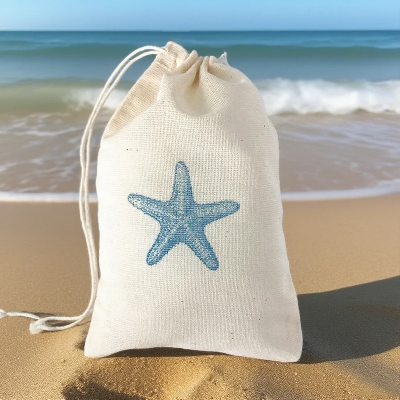 

5pcs Starfish Drawstring Bags Nautical Party Decoration Supplies Beach Candy Bags Birthday Hawaii Ocean Baby Shower Accessories