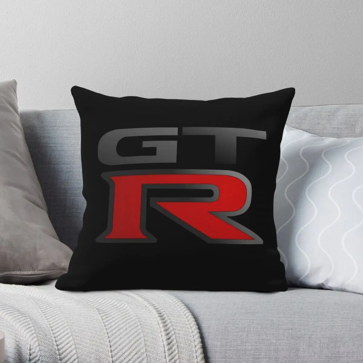 GT-R Logo Square Pillowcase Polyester Linen Velvet Pattern Zip Decor Car Cushion Cover