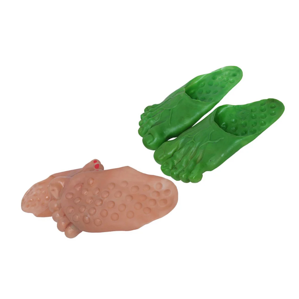 

2Pairs Shape Slippers Halloween Party Costume Props Giant Feet Slippers for Cosplay Masquerade Green Skin Color