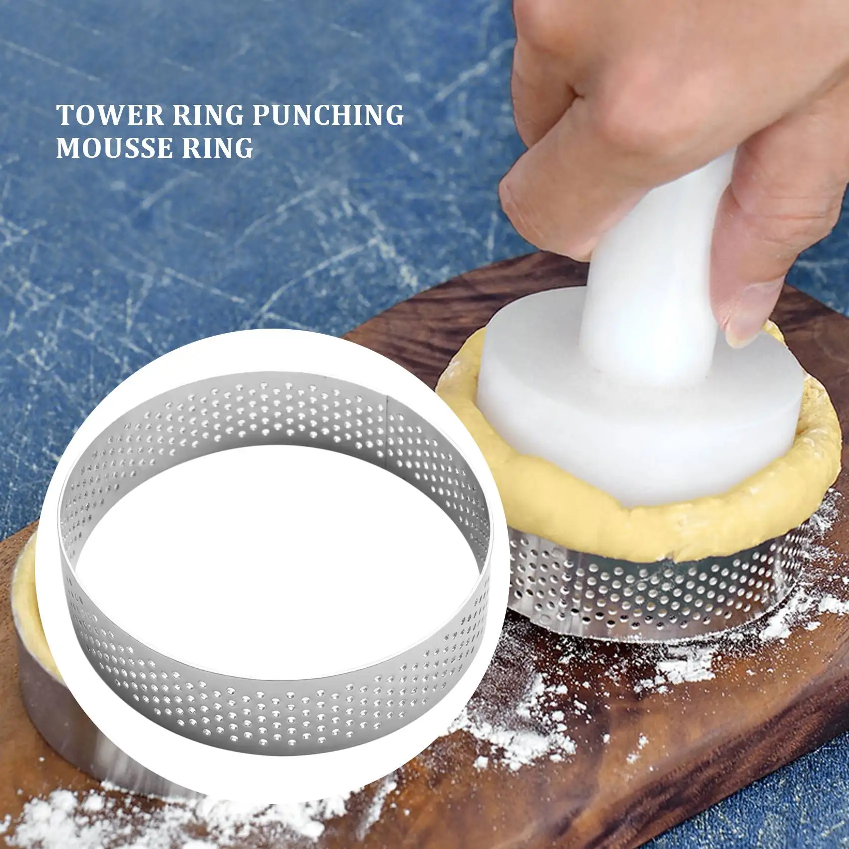 

8 Pack Stainless Steel Tart Rings, Heat-Resistant Perforated Cake Mousse Ring,Cake Ring Mold,Round Cake Baking Tools-ABHG