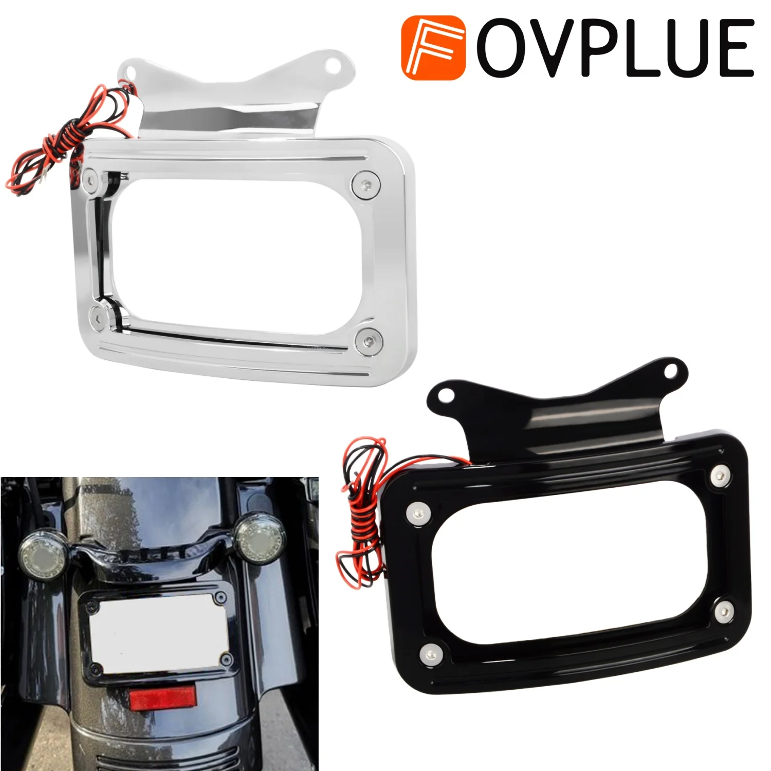 

Motorcycle Curved License Plate Frame White LED Lighting For Harley Road Glide Road King Street Glide FLHX FLTRXST FLHRXS FLHXST