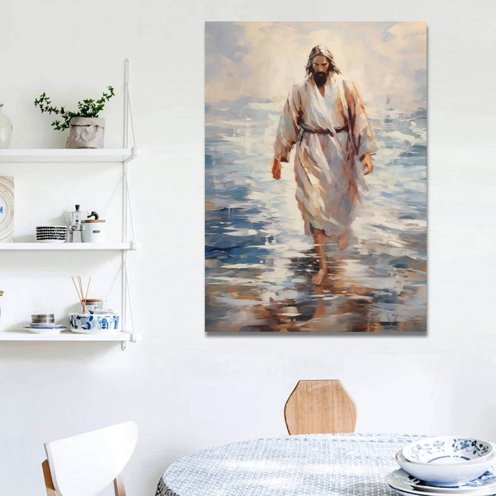 Christ Jesus and The Lamb Watercolor Posters Prints Canvas Printing Vintage Wall Art Picture for Living Room Home Decor Gift - view 4