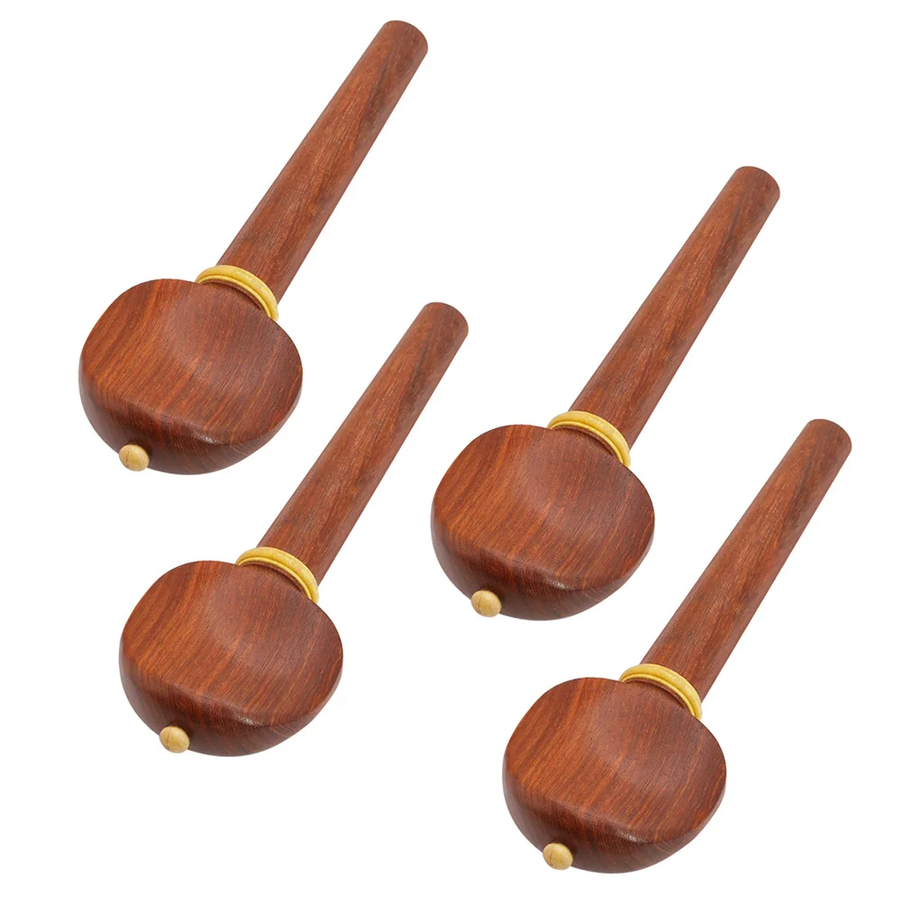 

4pcs Rosewood Cello Pegs Long Shaft Self-Adjustable High-Density Wood Tuning Pegs Chocolate Color Solid Wood Accessories For