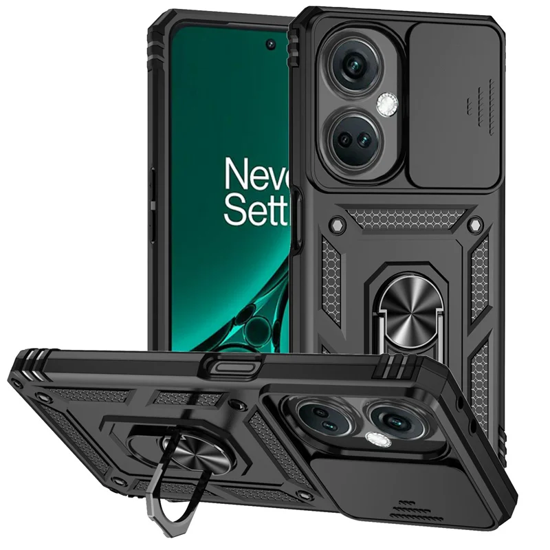 For OnePlus Nord CE 3 Lite 5G Case Slide Camera Lens Protect Armor Phone Cases For One Plus Nord CE3 Lite Ring Holder Back Cover