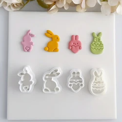 Easter Rabbit Polymer Clay Cutters Cartoon Bunny Dangle Clay Earring Pendant Jewelry Cutting Ceramic Pottery Clay Making Tools