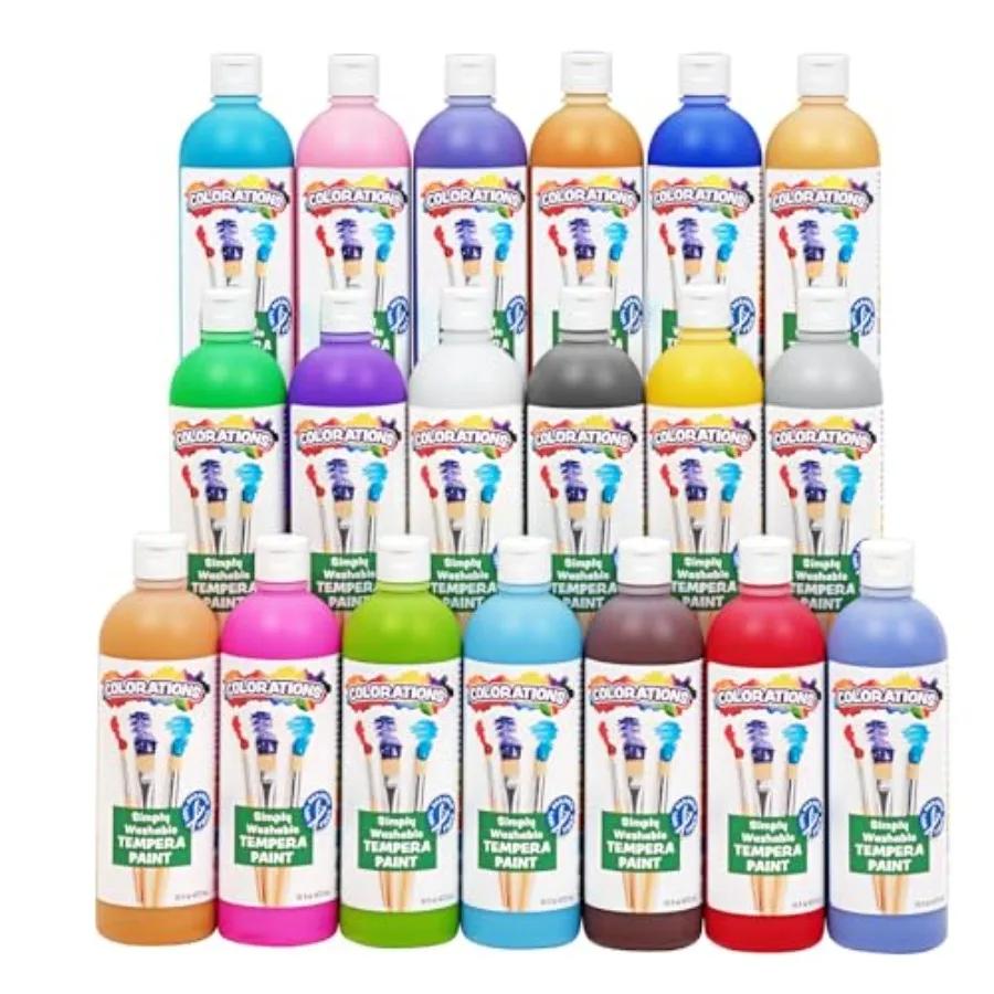 

Набор смываемых темперных красок без парабенов, 19 ярких цветов, нетоксичные, для уроков рисования в классе и домашнего использования