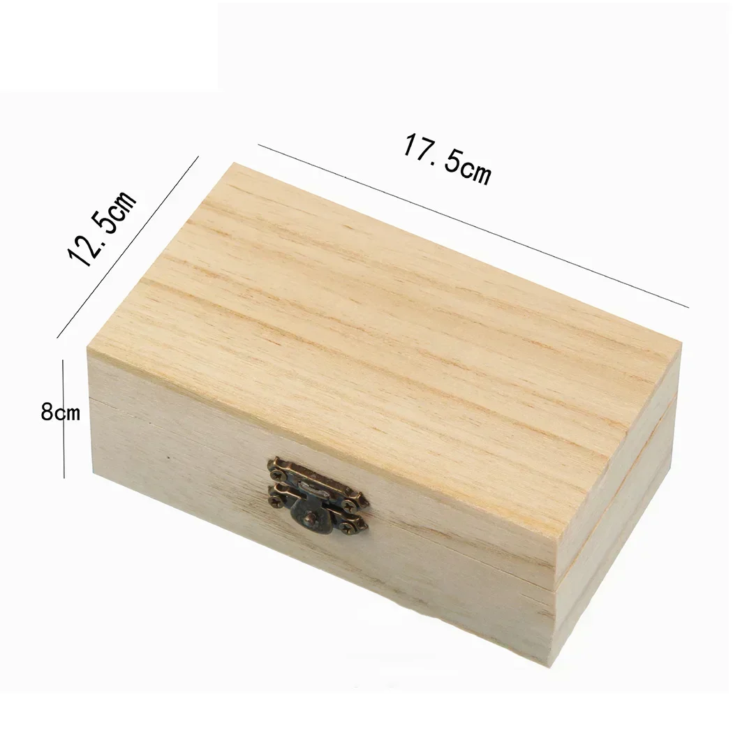 Scatole portaoggetti quadrate in legno con cerniera in legno semplice Scatola regalo artigianale Contenitore di stoccaggio semplice antipolvere con custodia per gioielli con serratura