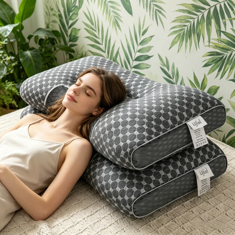 

2Pcs Adjustable Massage Neck Pillow, Ergonomic Orthopedic Contour Support Pillow, All Season Bed Pillow for Cervical Pain Relief