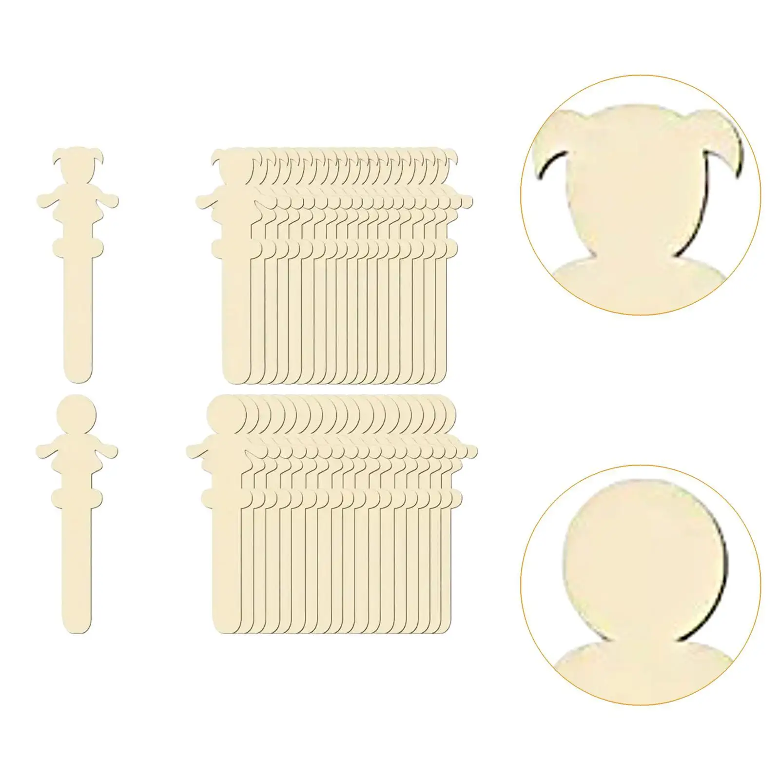 40Pcs Wood Character Craft Sticks Unfinished Wood Slices Pendants Plaques Festivals Lightweight Blank Wood Chips