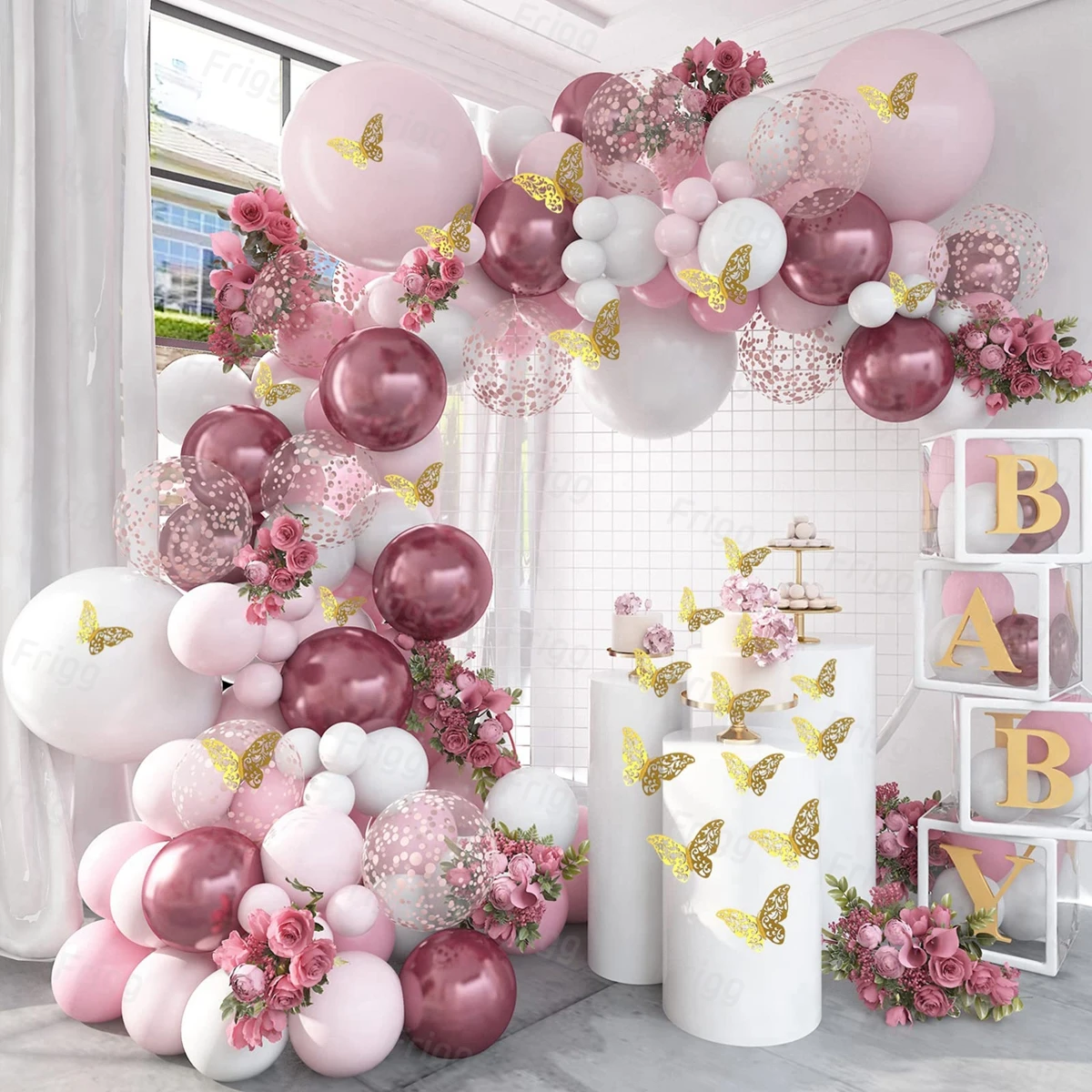 

Butterfly Pink Balloon Garland Arch Kit Wedding Birthday Party Decor Confetti Latex Balloons For Girls Baby Shower Bride To Be