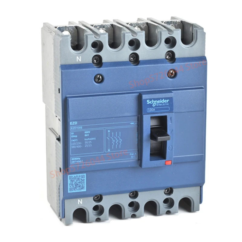 Plastic-case distribution protection circuit breaker 4P,10kA,Frame current 100A, EZD100F4015N 20N 25N 30N 40N 50N 60N 75N 80N