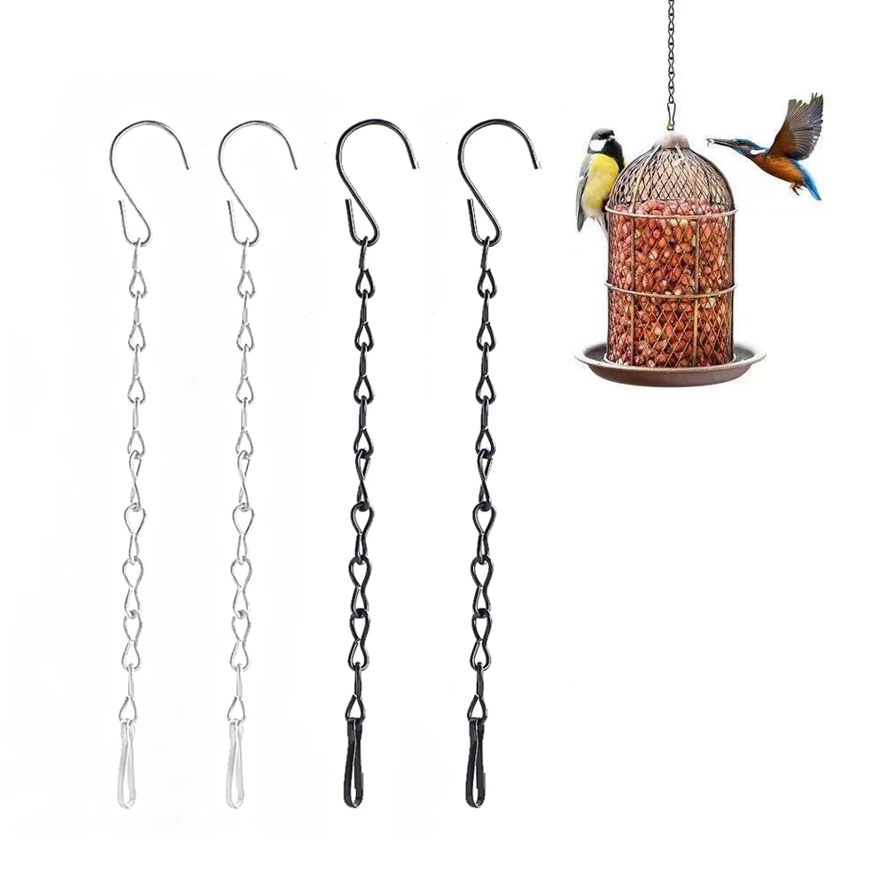 24cm Single Hanging Chain Metal Flower Pot Chain Holder with S Hook Bird Feeder Lantern Signboard Garden Outdoor Decor 2 Colors