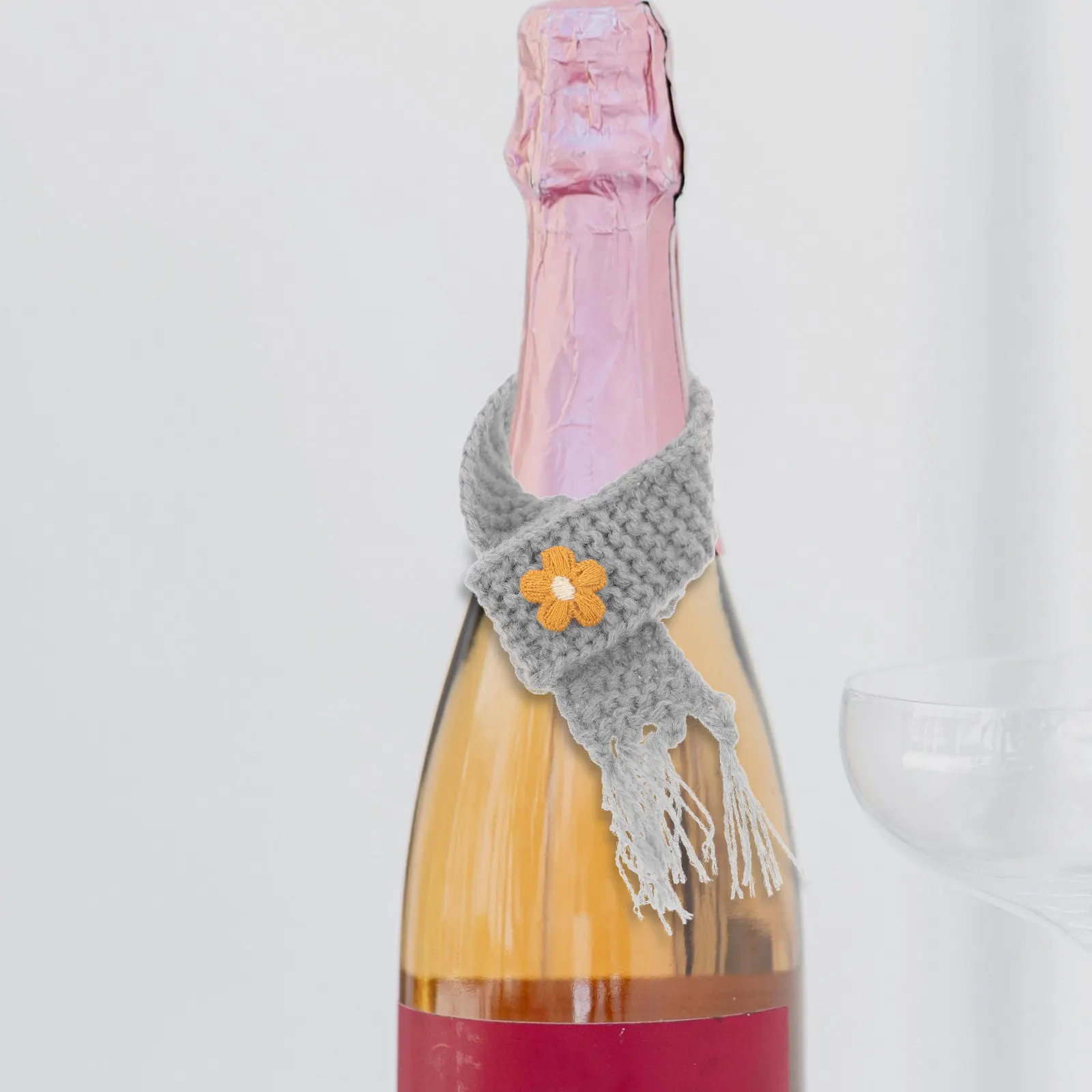 5 Peças Mini Cachecol de Fio Macio para Tricô, Tamanho Ajustável, Adorável Decoração Miniatura, Acessórios DIY para Garrafas de Vinho e Festas