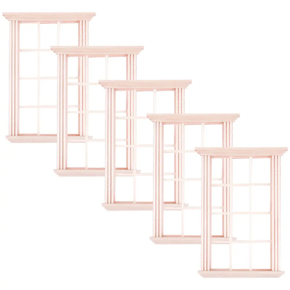 

5Pcs Miniature Wood Windows Unpainted Window Frame for DIY Mini House Decor Shutters Landscape Use Window Frame