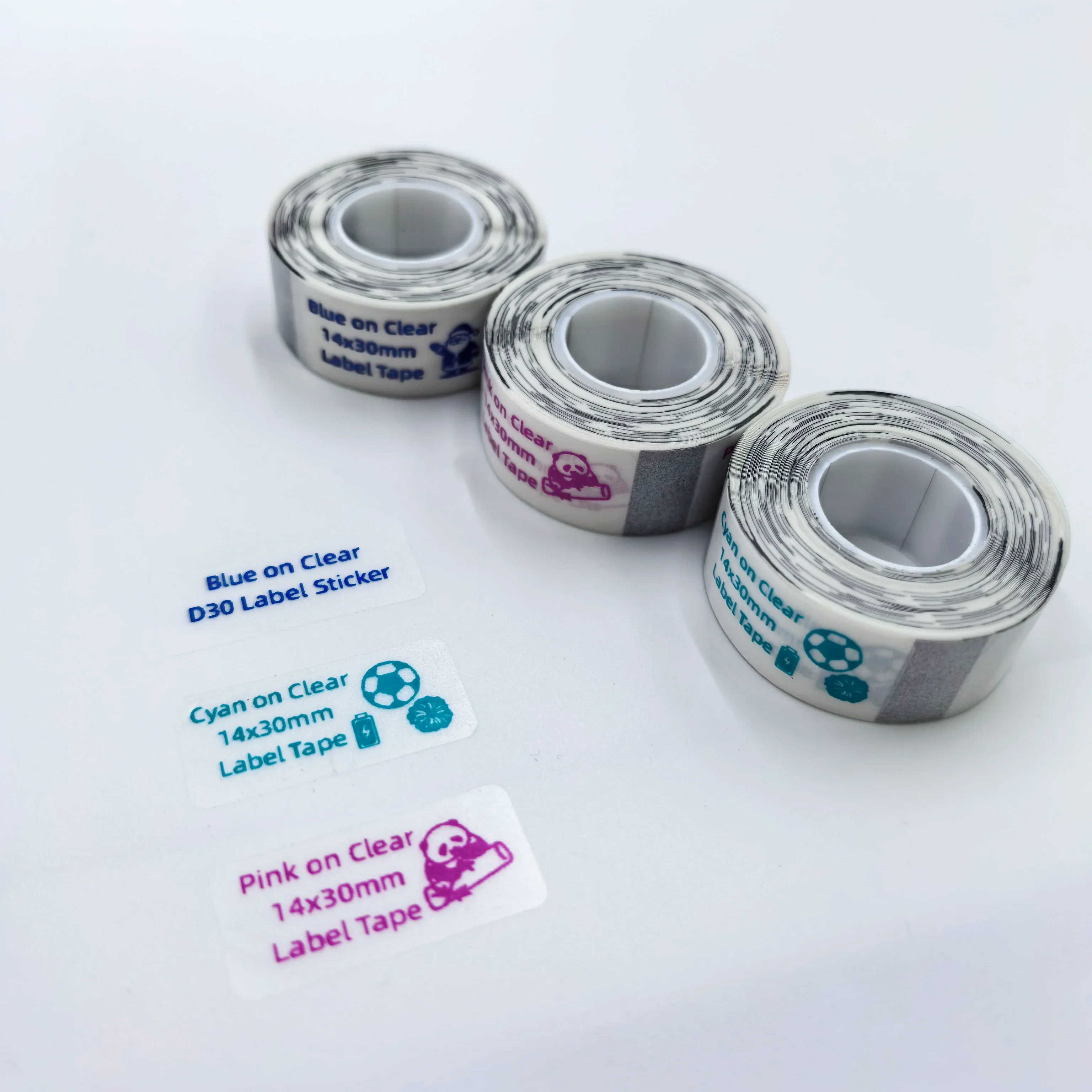 Label Maker Tape 14x30mm Pink/Blue/Cyan/Black On Clear Adhesive Label For Portable D30 Label Printer Tape For Office School Home