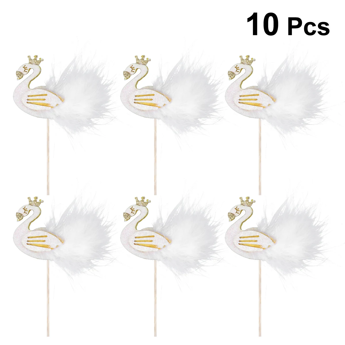 

10pcs Swan Cake Topper Picks Safe Material Creative Design Birthday Supplies Cupcake Stick Topping