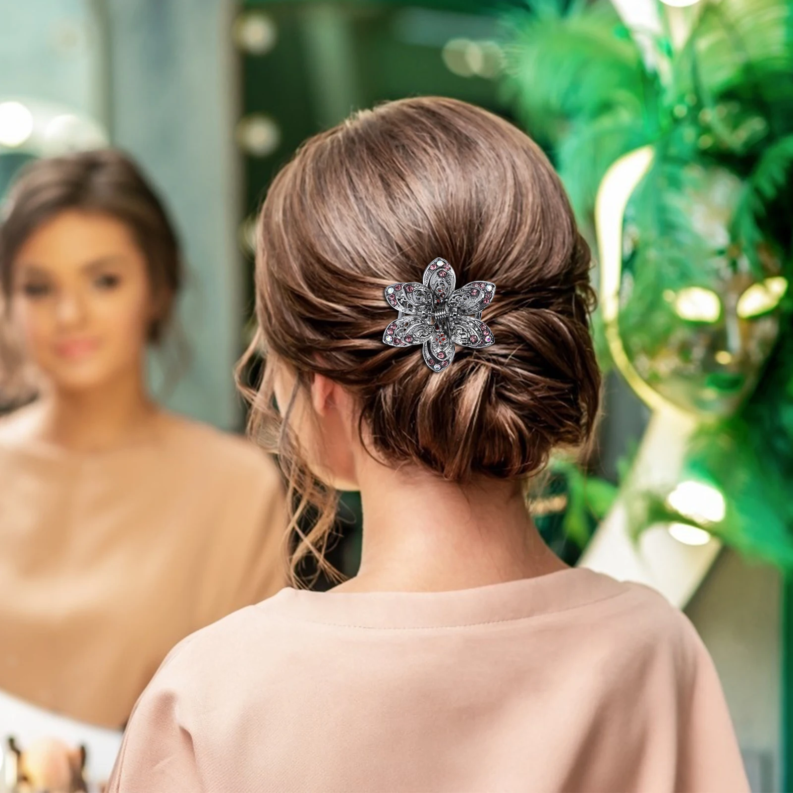 

2pcs Crystal Point Drilling Hair Clip Vintage Bride Clasp Styling Portable Lightweight Non Slip Hairstyles Home Shower Facial