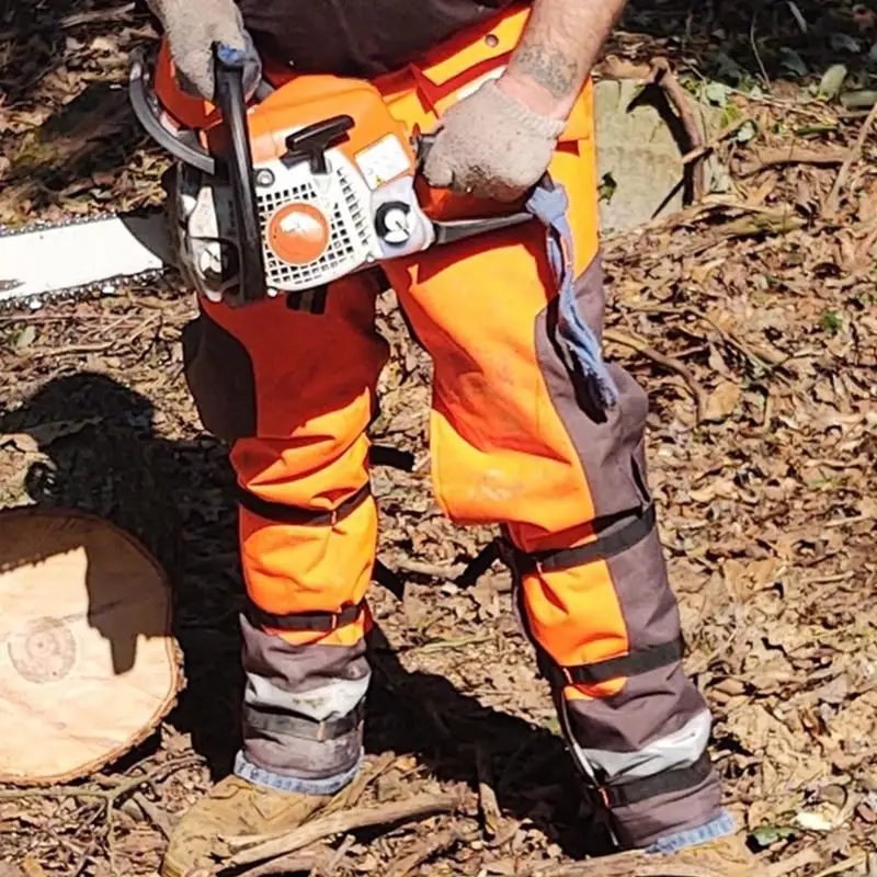 32 Inch Adjustable Chainsaw Leg Apron in and Dark Gray with Silver-Tone Lower-Leg Bands, Chainsaw Leggings for H8WD