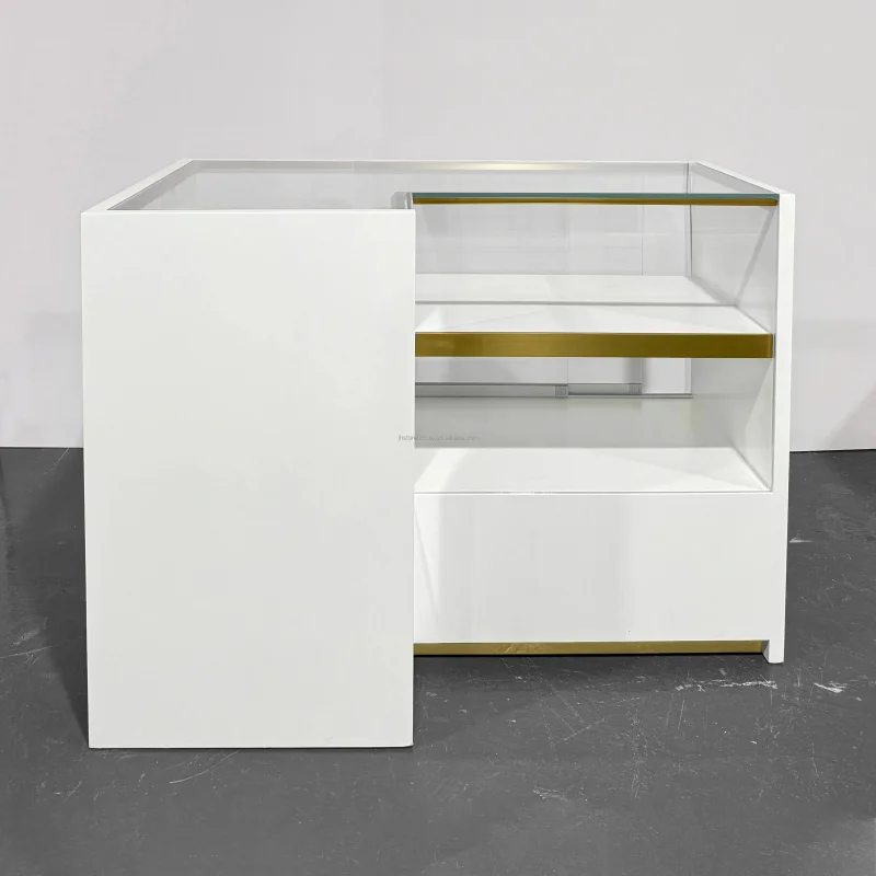 custom.Jewelry Counter Display Drawer White Jewelry Pedestal showcase with Storage LED Light Jewelry Luxury Stores St