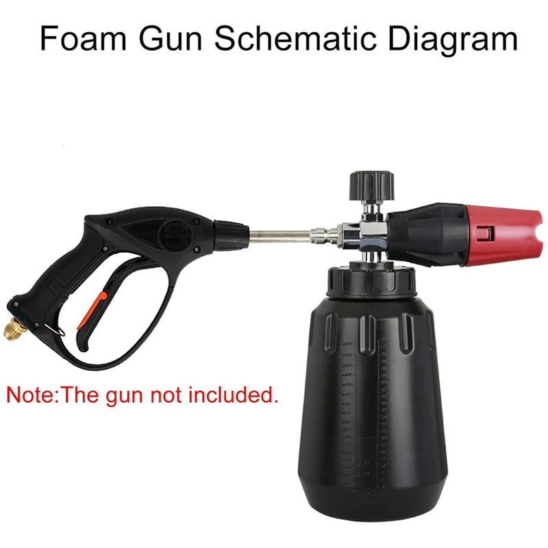 2X Snow Foam Cannon With 1L Bottle, Adjustable Snow Foam Lance, Heavy Duty Car Foam Blaster, 1/4Inch Quick Connector