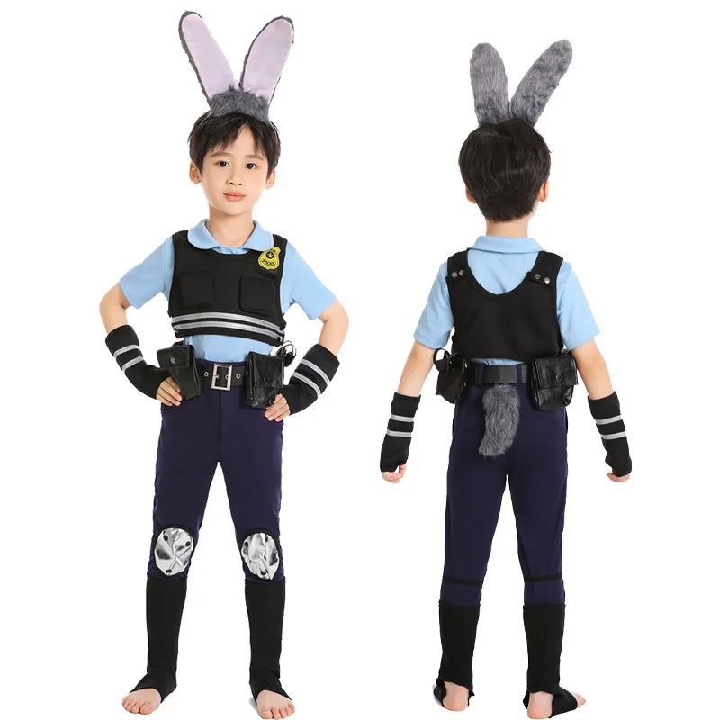 Kids Judy Cosplay Anime Fantasia Costume for Boys Girls Uniform Cute Headband Roleplay Outfits Halloween Carnival Party Suits view 3
