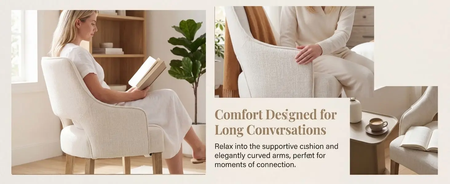 Linen Kitchen Chairs with Arms