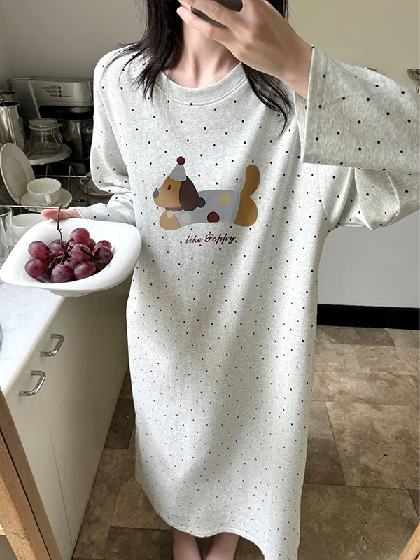 

Pure Cotton Sleepwear Women's Long Sleeve Cartoon Dachshund Pajamas plus Size Outdoor Wearable Home Clothes Spring Autumn