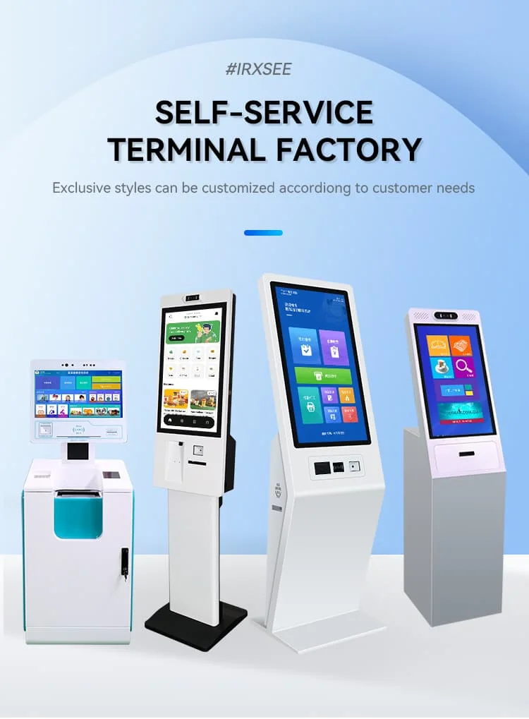 Quiosque de auto-pedido de auto-serviço de 21,5 polegadas para gerenciamento de fila de checkout de piso interno de varejo inclui scanner de impressora