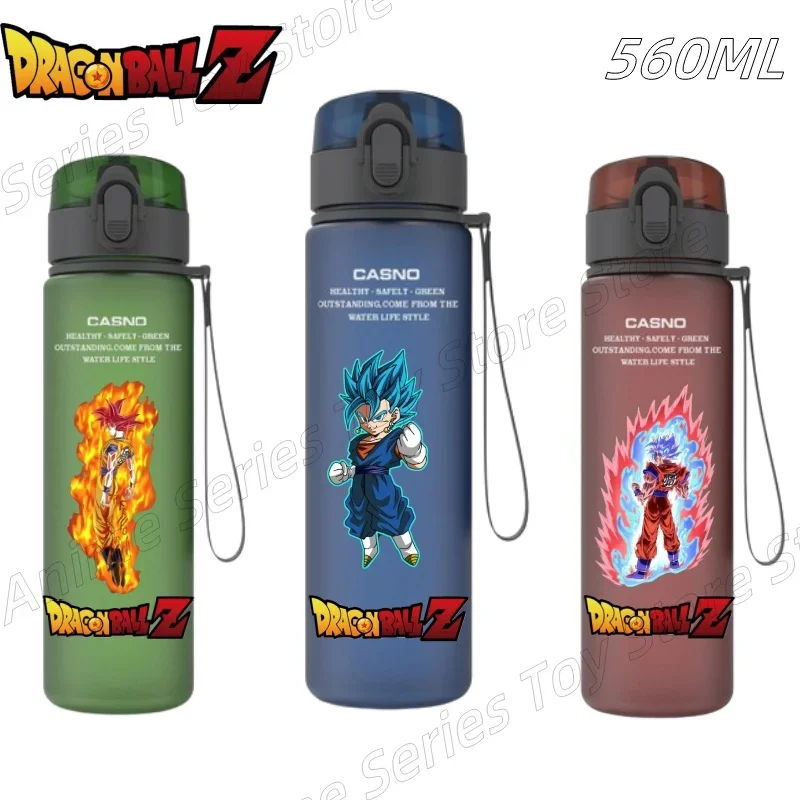 Bouteille d'eau portable Dragon Ball pour enfants, Son Goku, Vegeta, plastique, sports de plein air, grande capacité, cadeau anime, 560ml