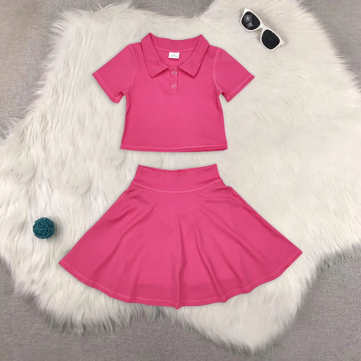 Conjuntos de roupas para bebês e meninas com botões e saia e roupas ativas