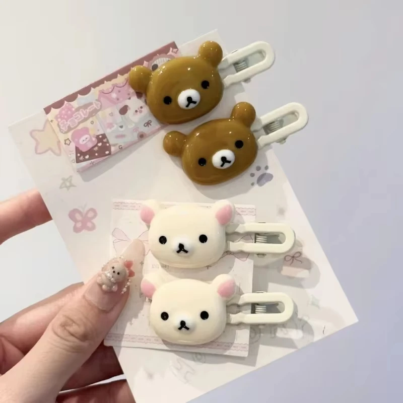 2Pcs/Set Cute Bear Hairpins Set Women Forehead Head Side Bangs Hairpin Children Headdress Girls Hair Accessories image 5