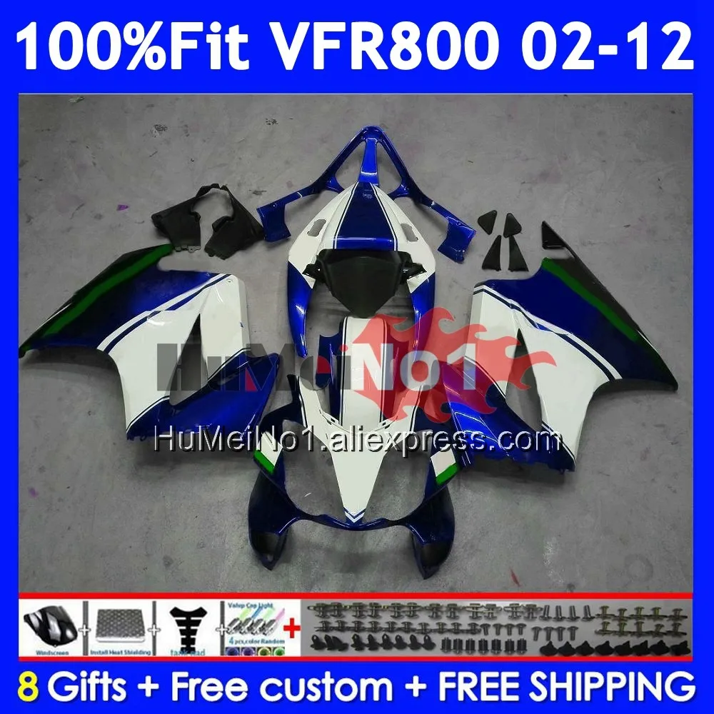 Interceptor For HONDA VFR800 VFR 800RR 800 RR 2002 2003 04 2005 2006 2007 46No.174 VFR800RR 08 09 10 White blue 11 12 Fairings