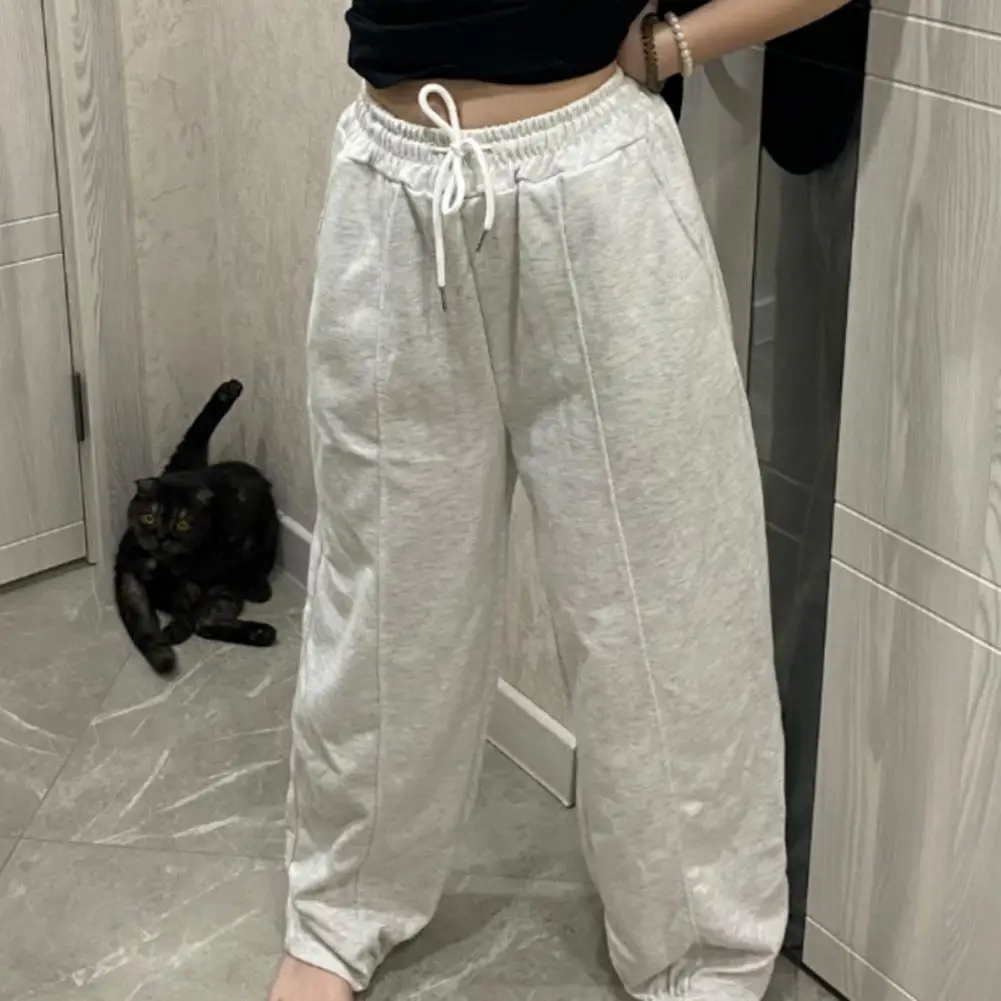 

Women Sport Pants Women's Elastic High Waist Sport Pants with Pockets Adjustable Drawstring Long Trousers for Fitness Casual