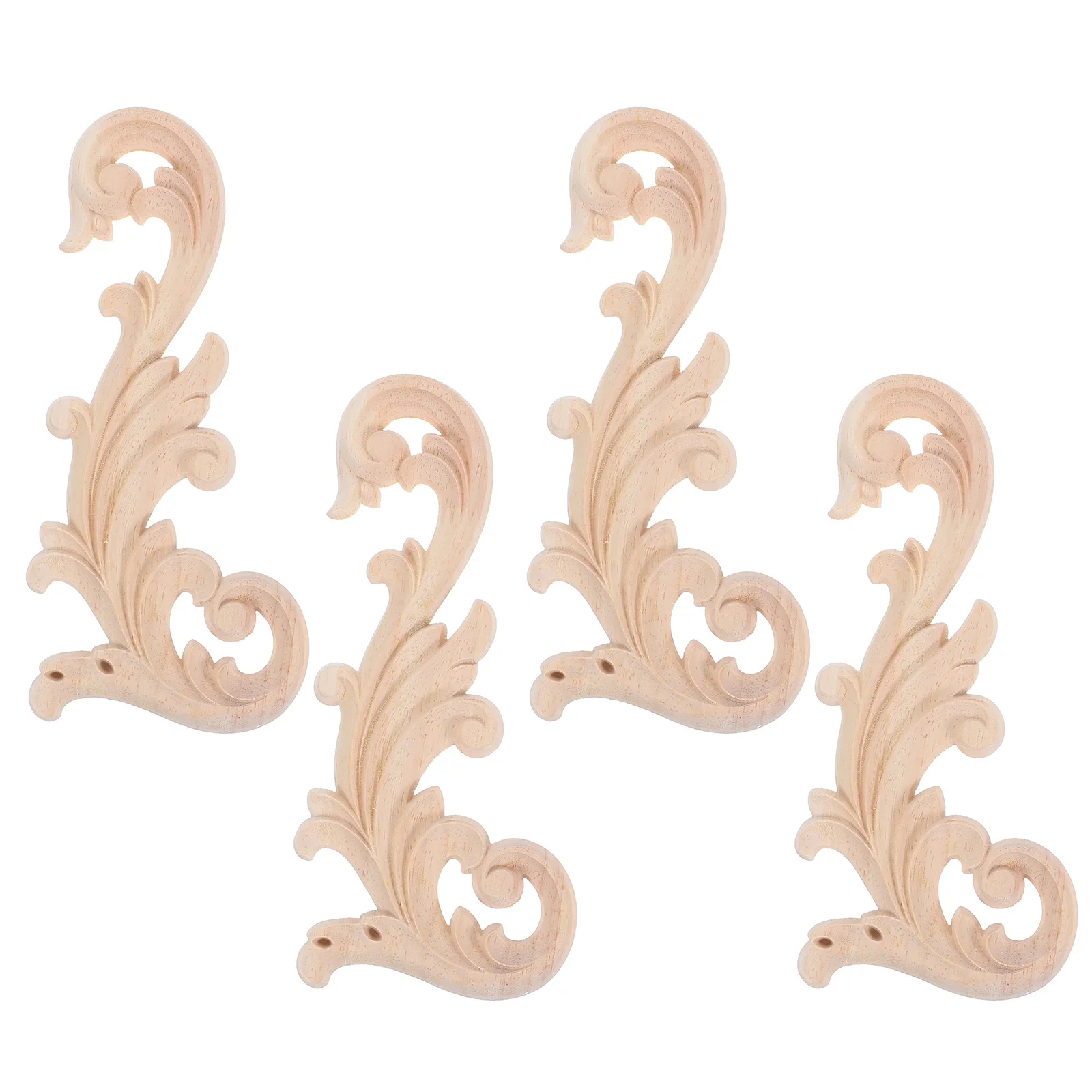 

4Pcs Wooden Corner Onlay Appliques Unpainted Carved Wood Trim for Cabinets Doors Walls Beds DIY Home Decor Enhancement Natural